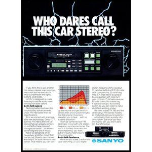 1984 Sanyo FTX180 Car Stereo Audio Vintage Print Ad Lightning Wall Art 80s